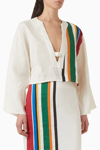 بلوزة ساساري قصيرة كتان