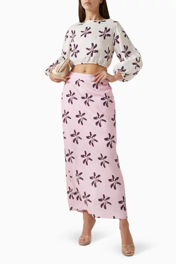 بلوزة لوري بنقشة زهور كتان