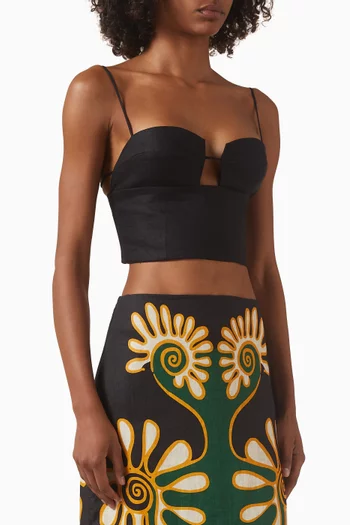 بلوزة إمبيريا قصيرة كتان