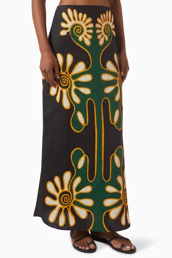 تنورة سيلينا بنقشة كتان