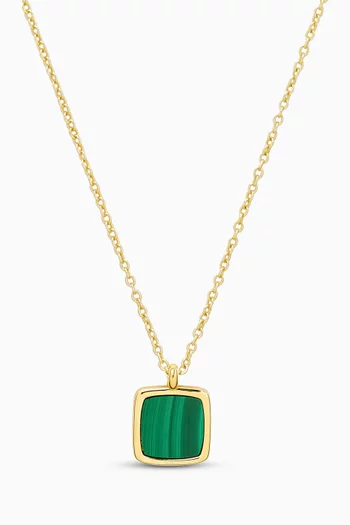 Malachite Pendant Necklace in 14kt Gold-Plated Silver