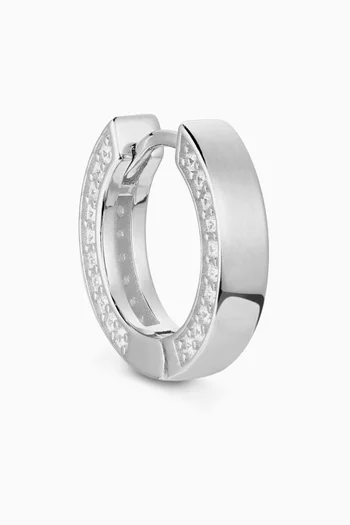 Side Set Single Hoop Earring  in Silver