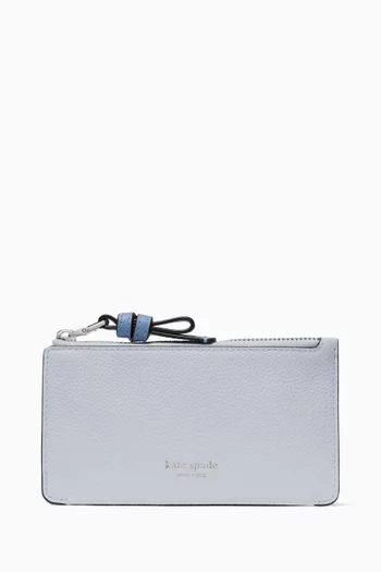 حافظة بطاقات ائتمان بعروة جلد حبيبي