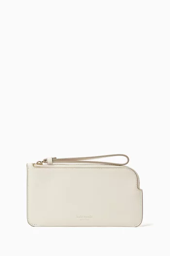 حافظة بحمالة معصم وسحّاب جلد