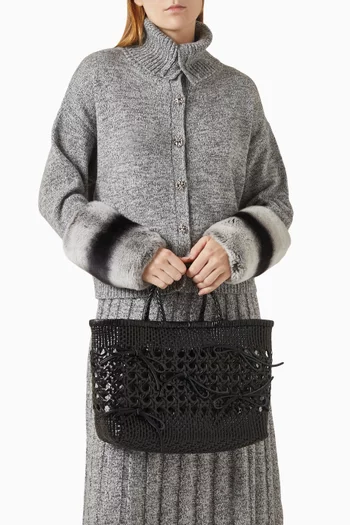 حقيبة يد بيسكويت جلد مجدول