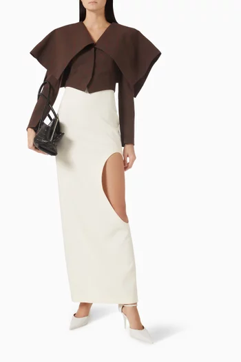 جاكيت قصير بياقة بنمط كاب