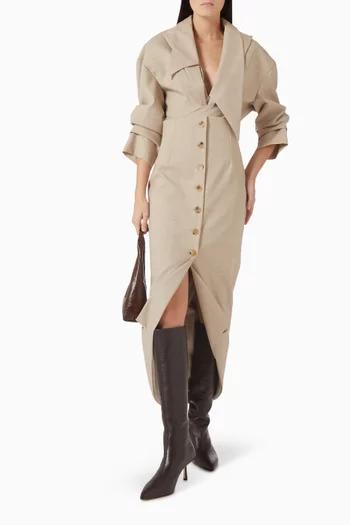 Tailored Bodysuit in Wool Blend