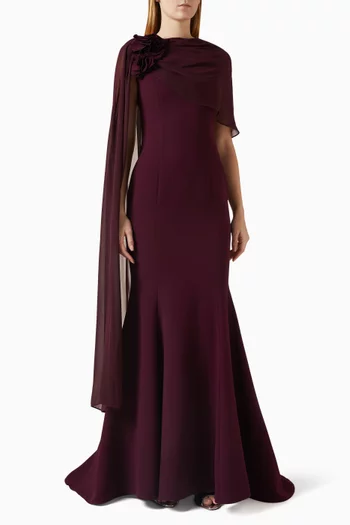 فستان سهرة بكاب وكشكش