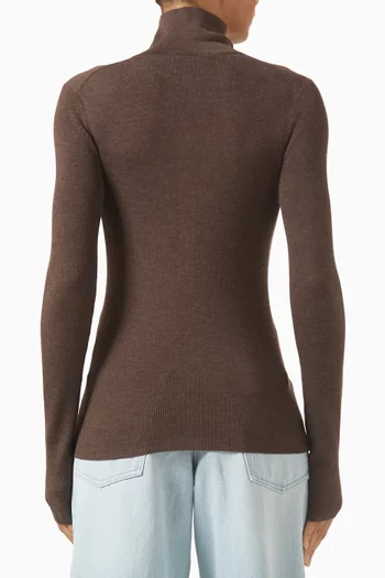 High-neck Sweater in Wool Blend
