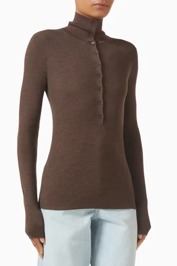 High-neck Sweater in Wool Blend