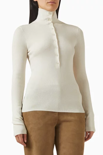 High-neck Sweater in Wool Blend