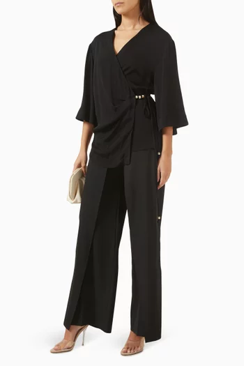 قميص بنمط كيمونو بحزام