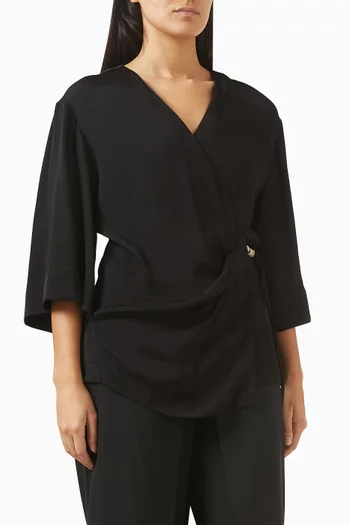 قميص بنمط كيمونو بحزام