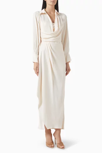 فستان طويل بكشكش