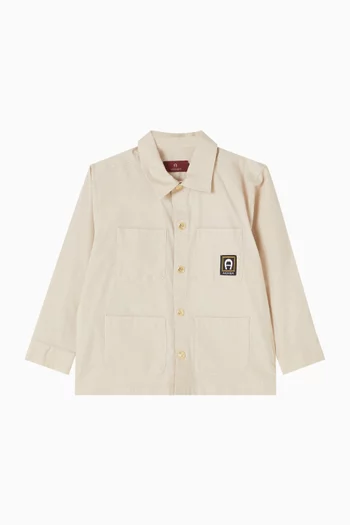 قميص برقعة شعار الماركة قطن