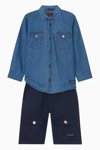 قميص بأزرار بلون مغاير