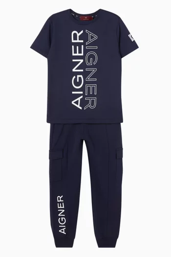 تي شيرت بطبعة شعار الماركة قطن