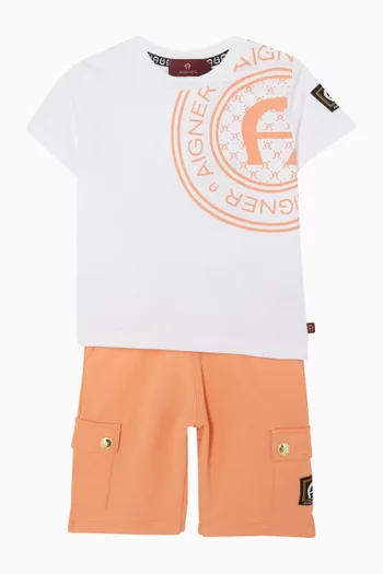 تي شيرت بطبعة شعار الماركة قطن