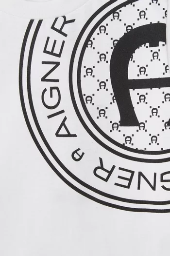 تي شيرت بطبعة شعار الماركة قطن