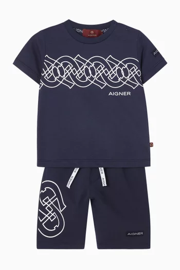 تي شيرت بطبعة شعار الماركة قطن