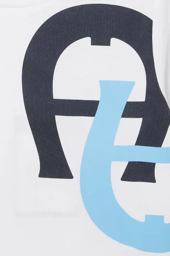 تي شيرت بطبعة شعار الماركة قطن