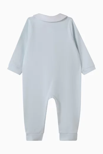 Teddy-embroidered Sleepsuit in Pima Cotton