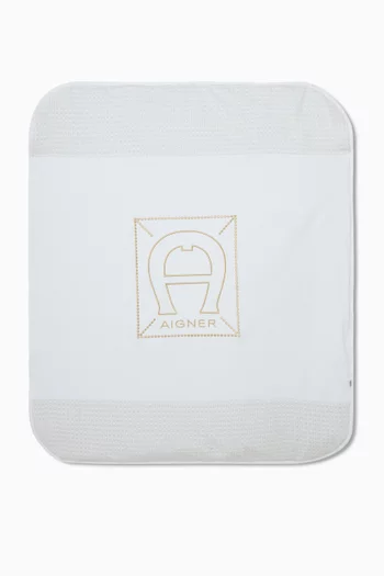Logo-embroidered Baby Blanket in Pima Cotton