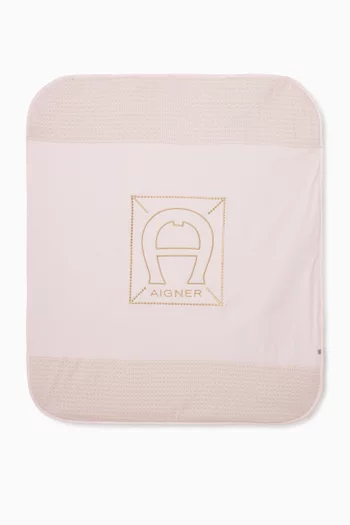 Logo-embroidered Baby Blanket in Pima Cotton