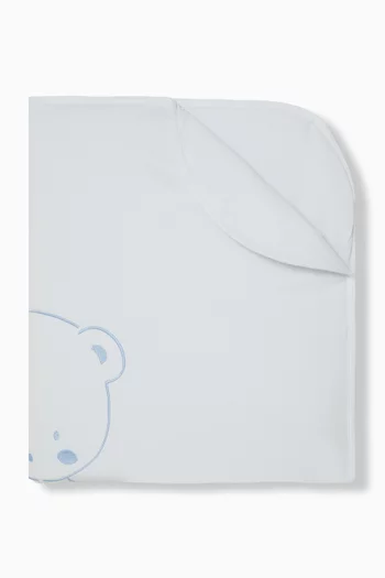 Logo-embroidered Baby Blanket in Pima Cotton