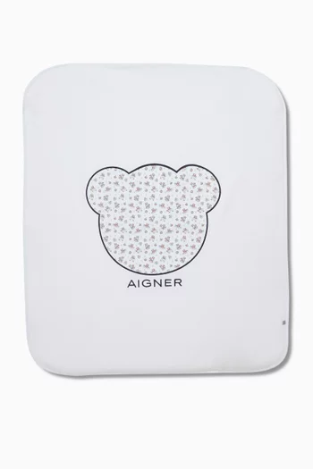 Teddy Logo Baby Blanket in Pima Cotton