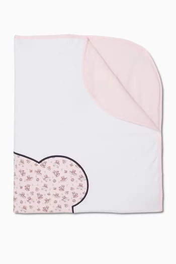 Teddy Logo Baby Blanket in Pima Cotton