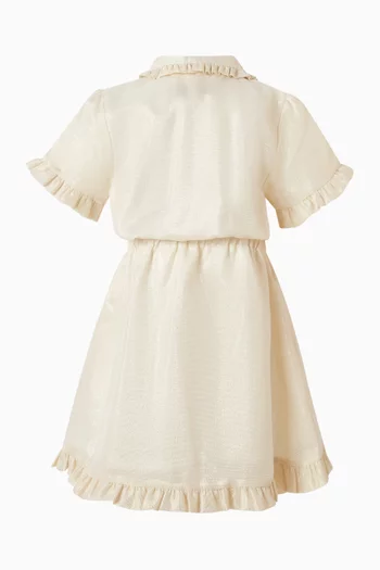 فستان بنمط قميص مزين بكشكش نسيج قطن