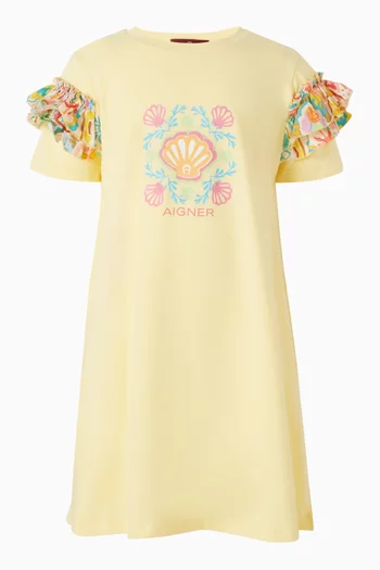 فستان بنمط تي شيرت بنقشة صدف قطن جيرسيه