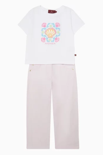 تي شيرت بنقشة أصداف قطن