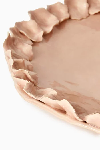 طبق مقاس XL مزين ببتلات زهور خزف