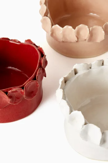 طقم أوعية بتصميم بتلات زهور، 3 قطع