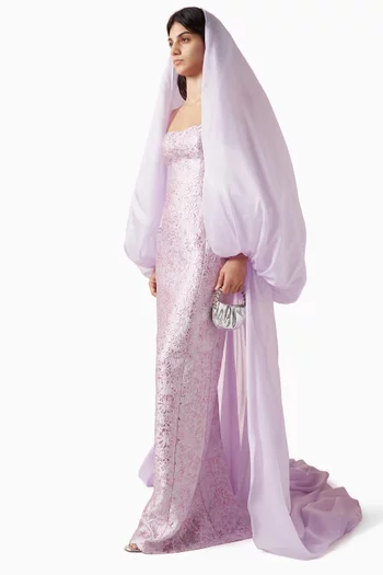 Detachable Puffed Cape & Dress Set