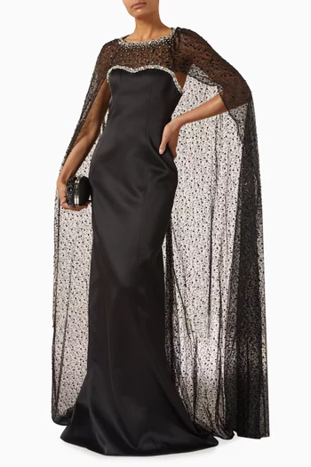 Crystal-embellished Gown in Taffeta Mikado
