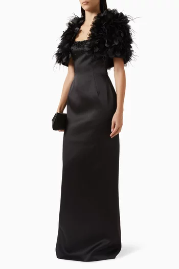 Appliqué-shawl Dress