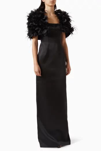 Appliqué-shawl Dress