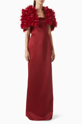 Appliqué-shawl Dress