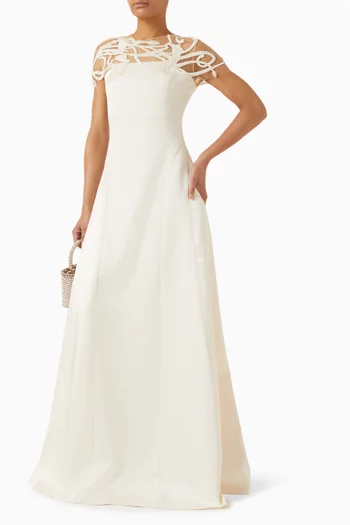 Bead-embellished Gown in Taffeta Mikado