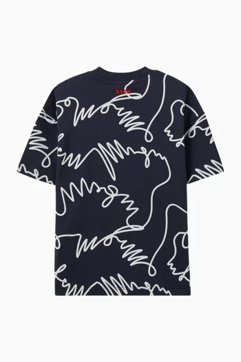 Abstract-print T-shirt in Cotton