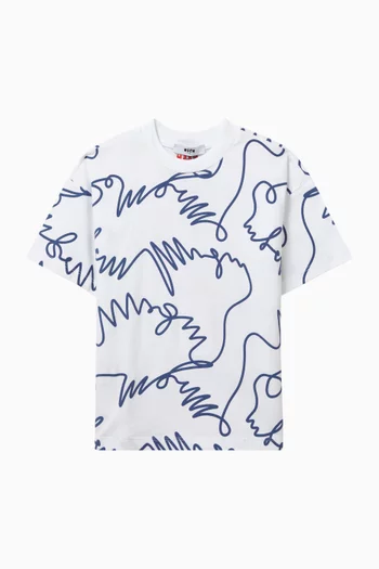 Abstract-print T-shirt in Cotton