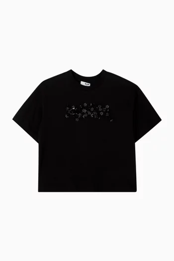 Flower Sequins Logo T-shirt