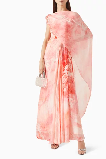 فستان بدرابيه وفتحة رقبة بكتف مكشوف شيفون