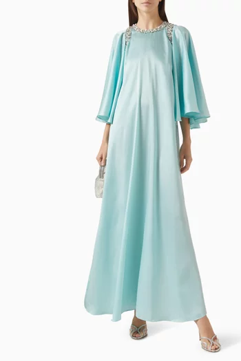 فستان مطرز بالكريستال كريب