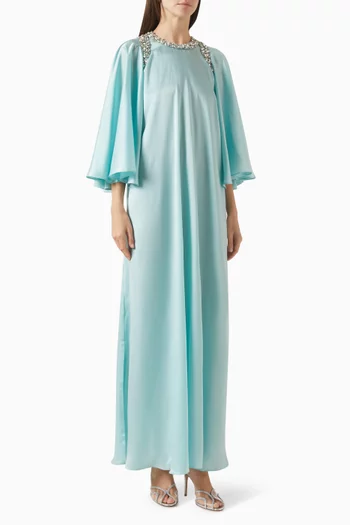 فستان مطرز بالكريستال كريب