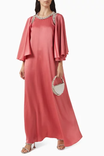 فستان مطرز بالكريستال كريب