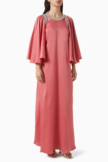 فستان مطرز بالكريستال كريب